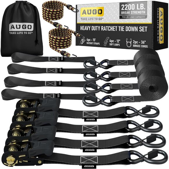 Other - Ratchet Straps Heavy Duty 4 Pack -15 FT - 2200 LB Break Strength – Ratchet Tie D
